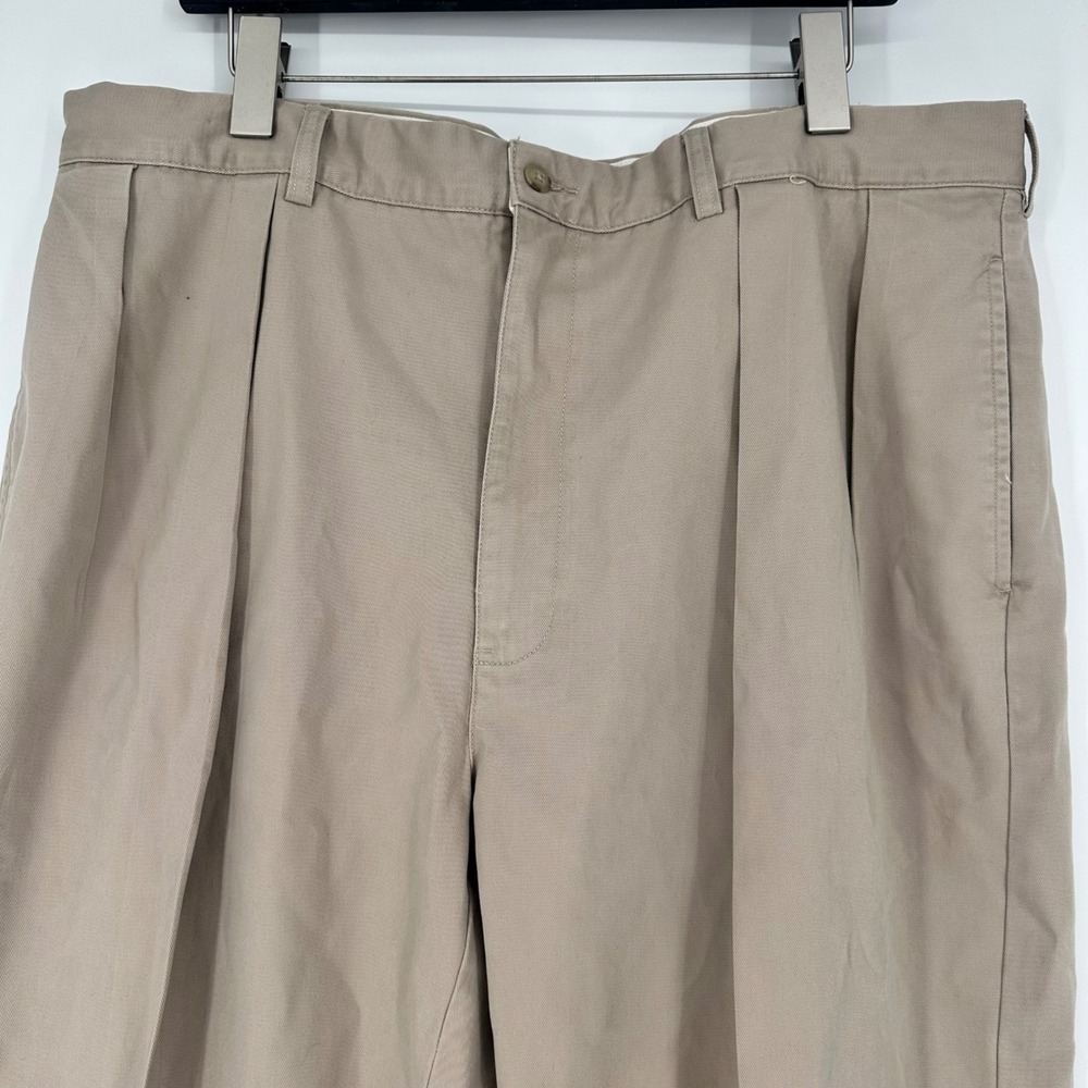 Vintage Polo Ralph Lauren Andrew Pants Chinos Men 42X32 90s Cotton Pleated Khaki - Picture 2 of 10